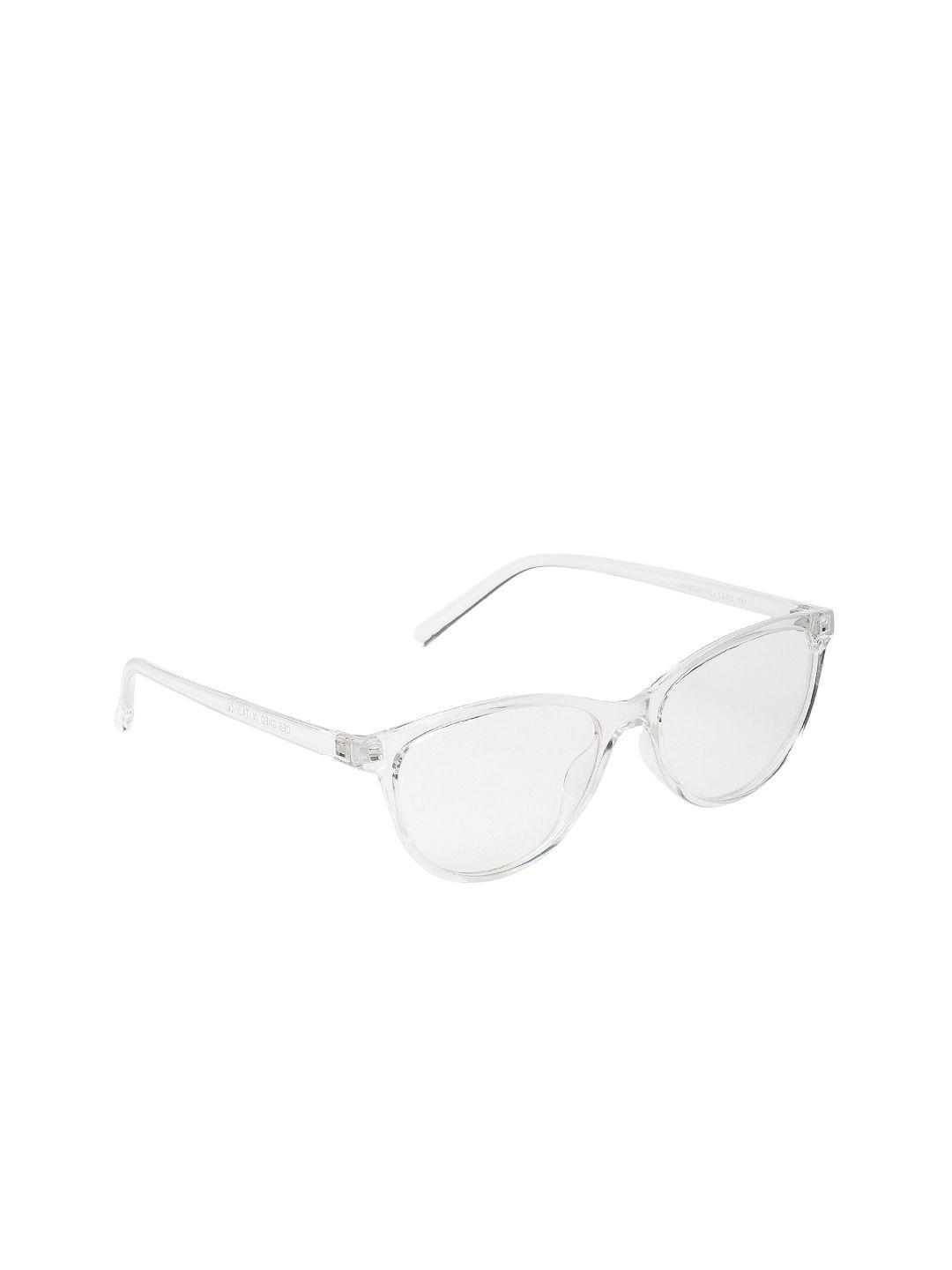scaglia unisex clear lens & white oval sunglasses uv protected lens clear_rafa trans_bc