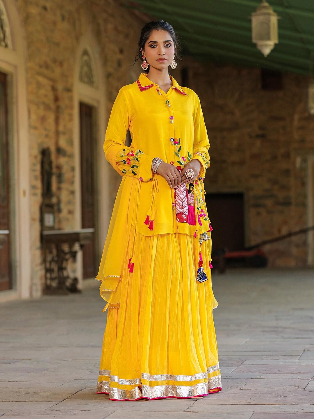 scakhi embellished ready to wear lehenga & blouse with dupatta