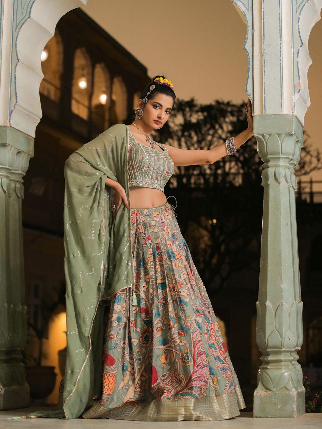 scakhi embellished beads and stones ready to wear lehenga & blouse with dupatta