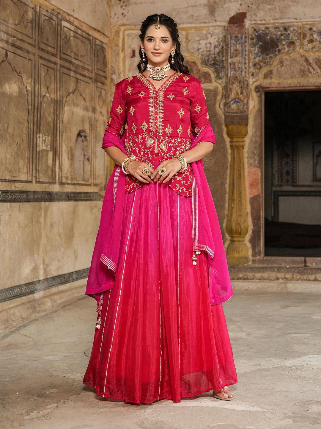 scakhi embellished sequinned ready to wear lehenga & blouse with dupatta
