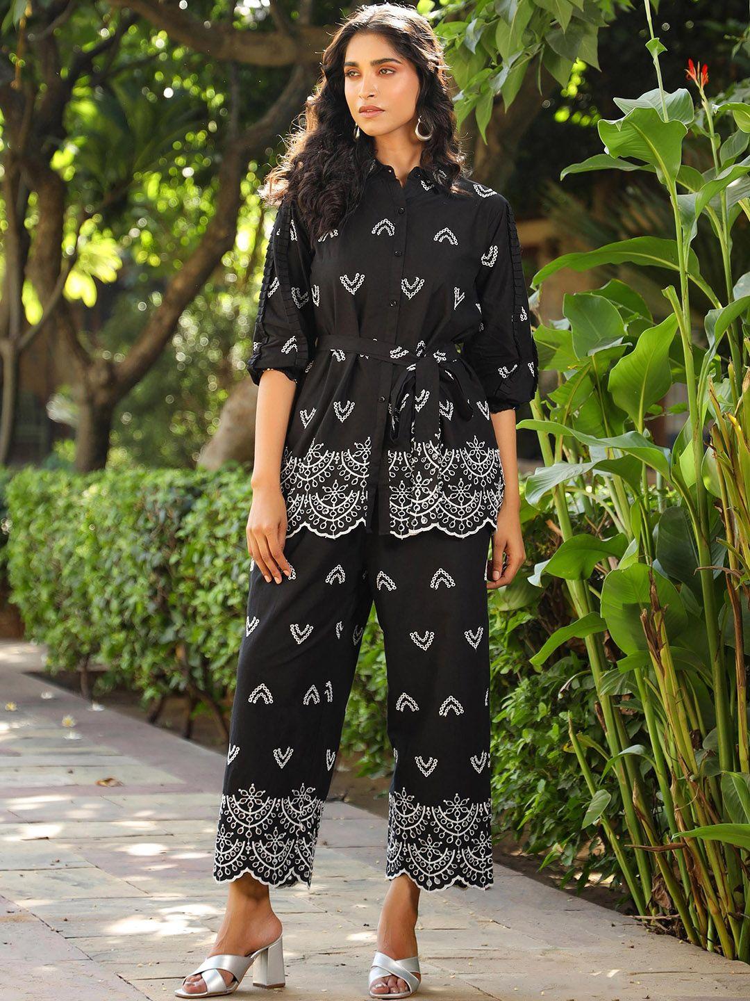 scakhi ethnic motifs printed pure cotton tunic with palazzos co-ords