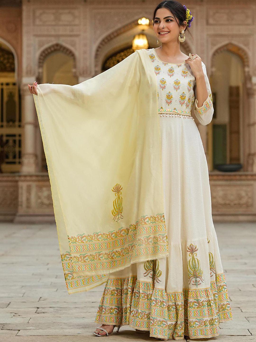 scakhi floral printed ethnic dress with printed dupatta