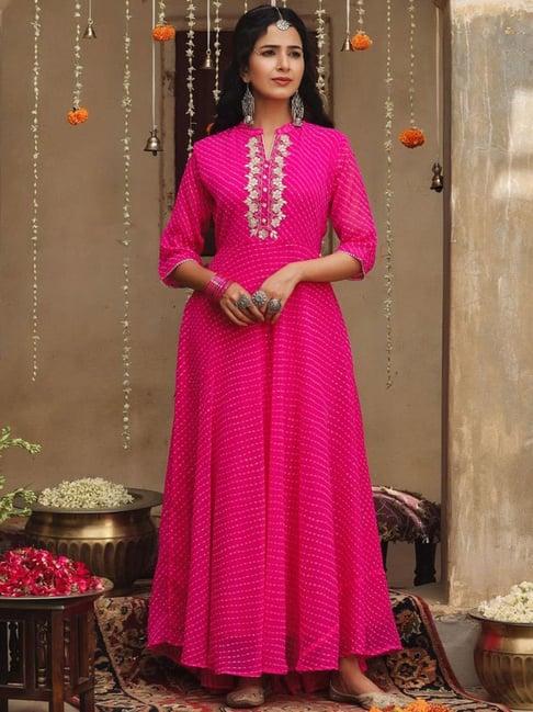 scakhi pink zari work anarkali kurta