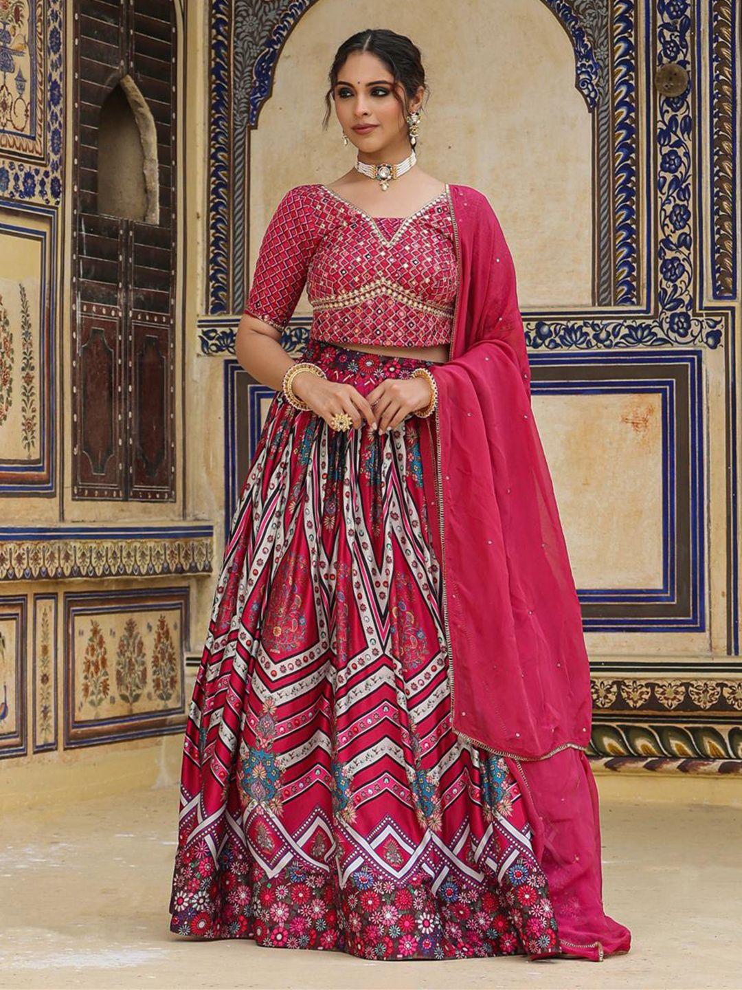 scakhi printed ready to wear lehenga & blouse with dupatta