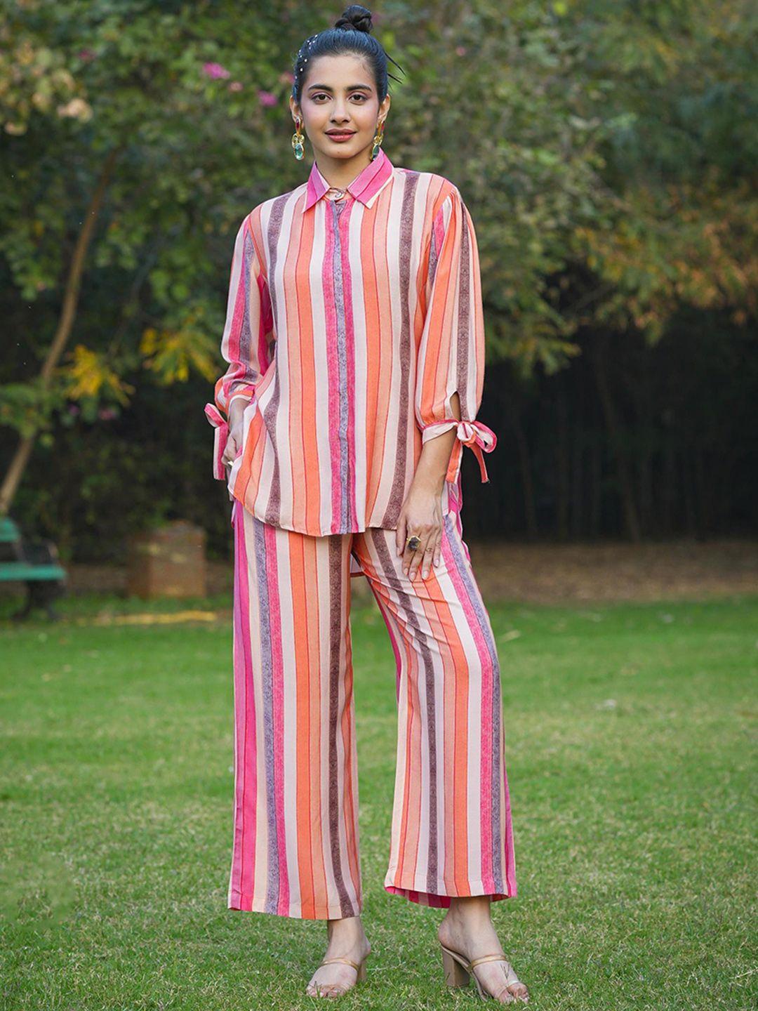 scakhi striped shirt & palazzo co-ord set