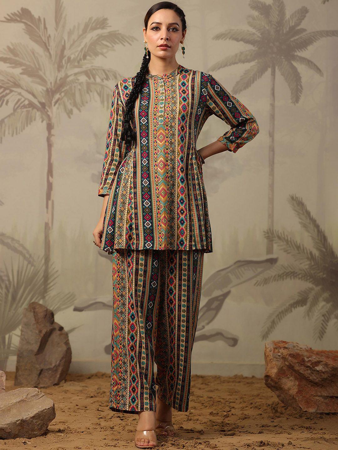 scakhi tribal printed tunic & palazzos