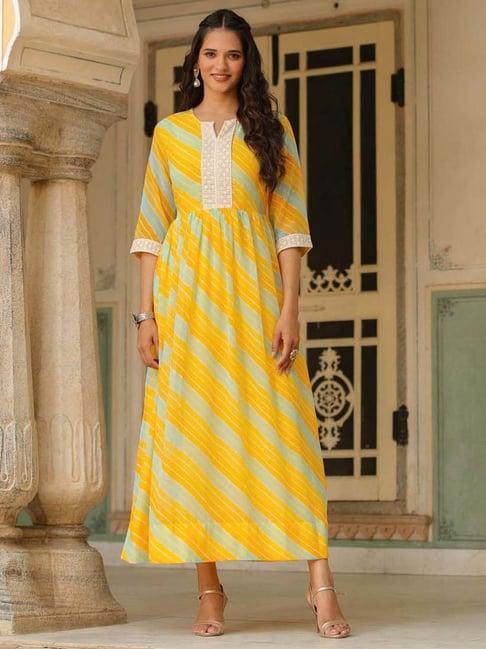 scakhi yellow striped maxi dress