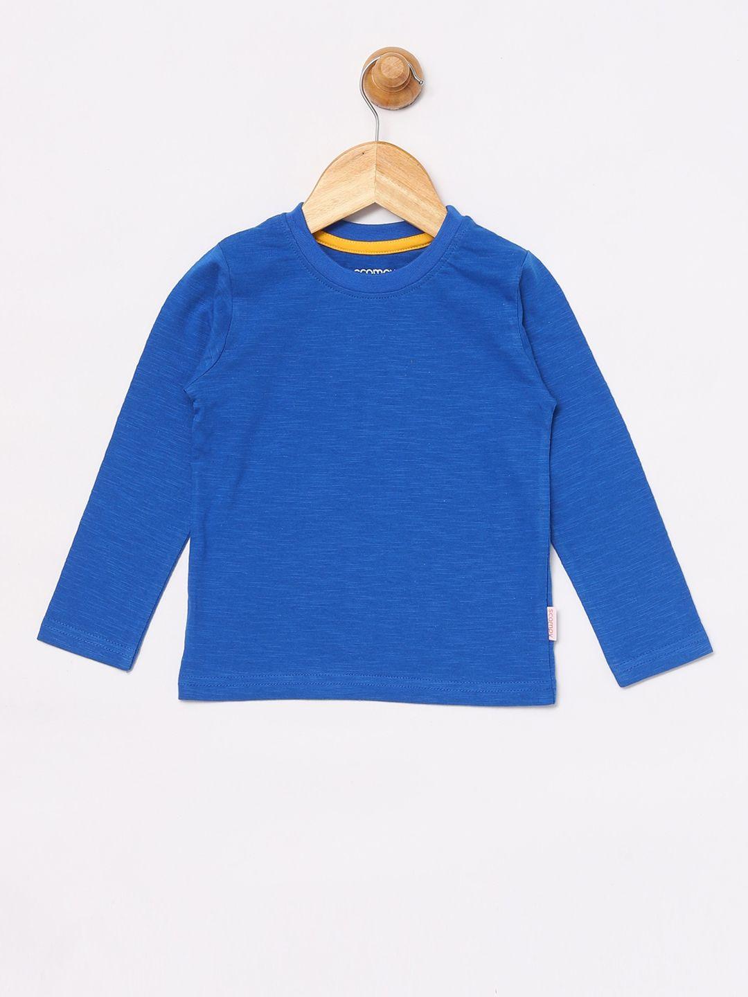 scampy boys blue solid round neck t-shirt
