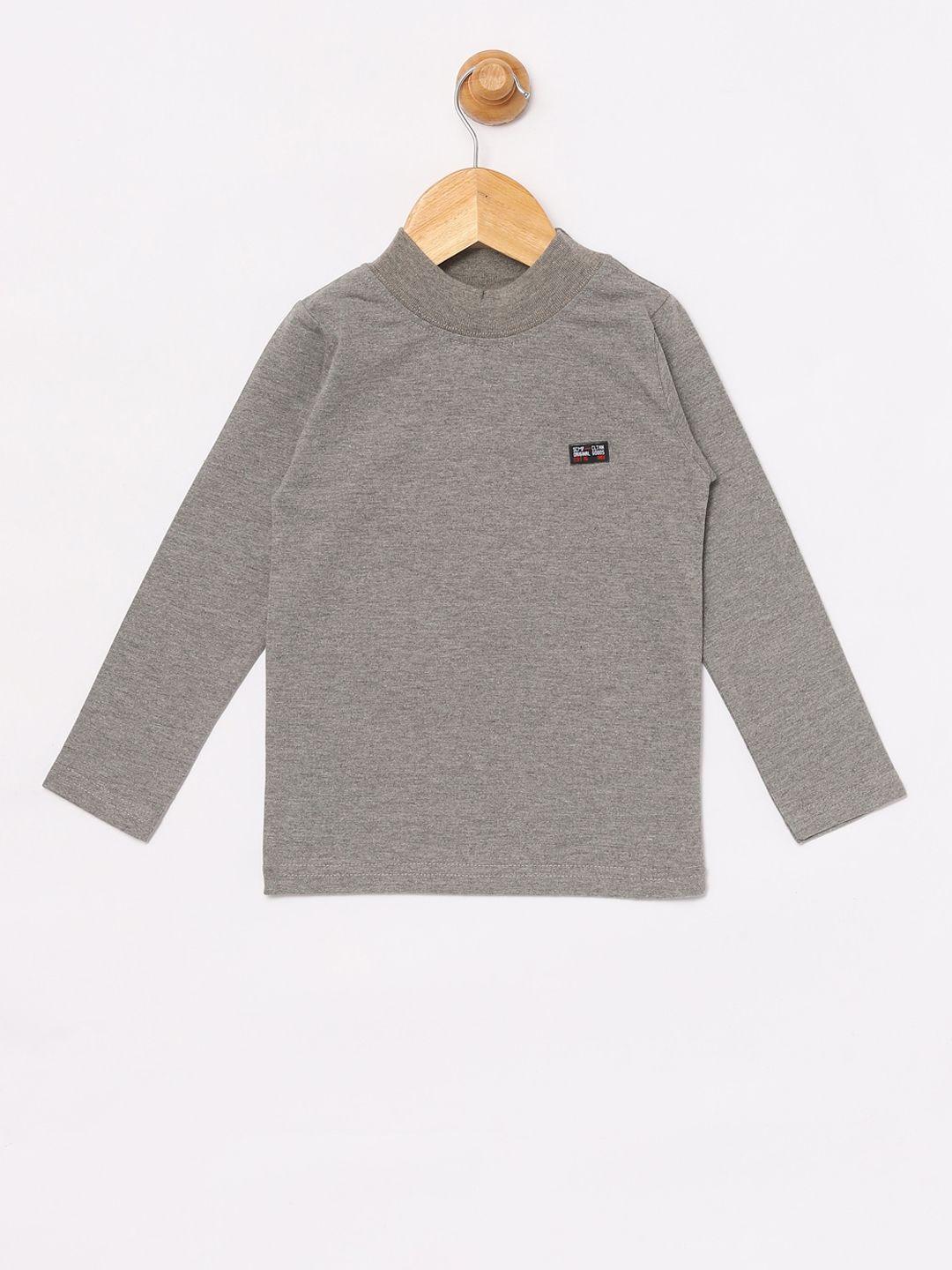 scampy boys grey solid high neck t-shirt