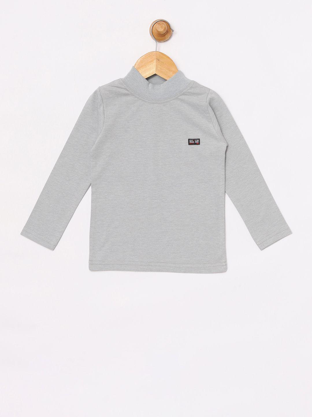 scampy boys grey solid high neck t-shirt