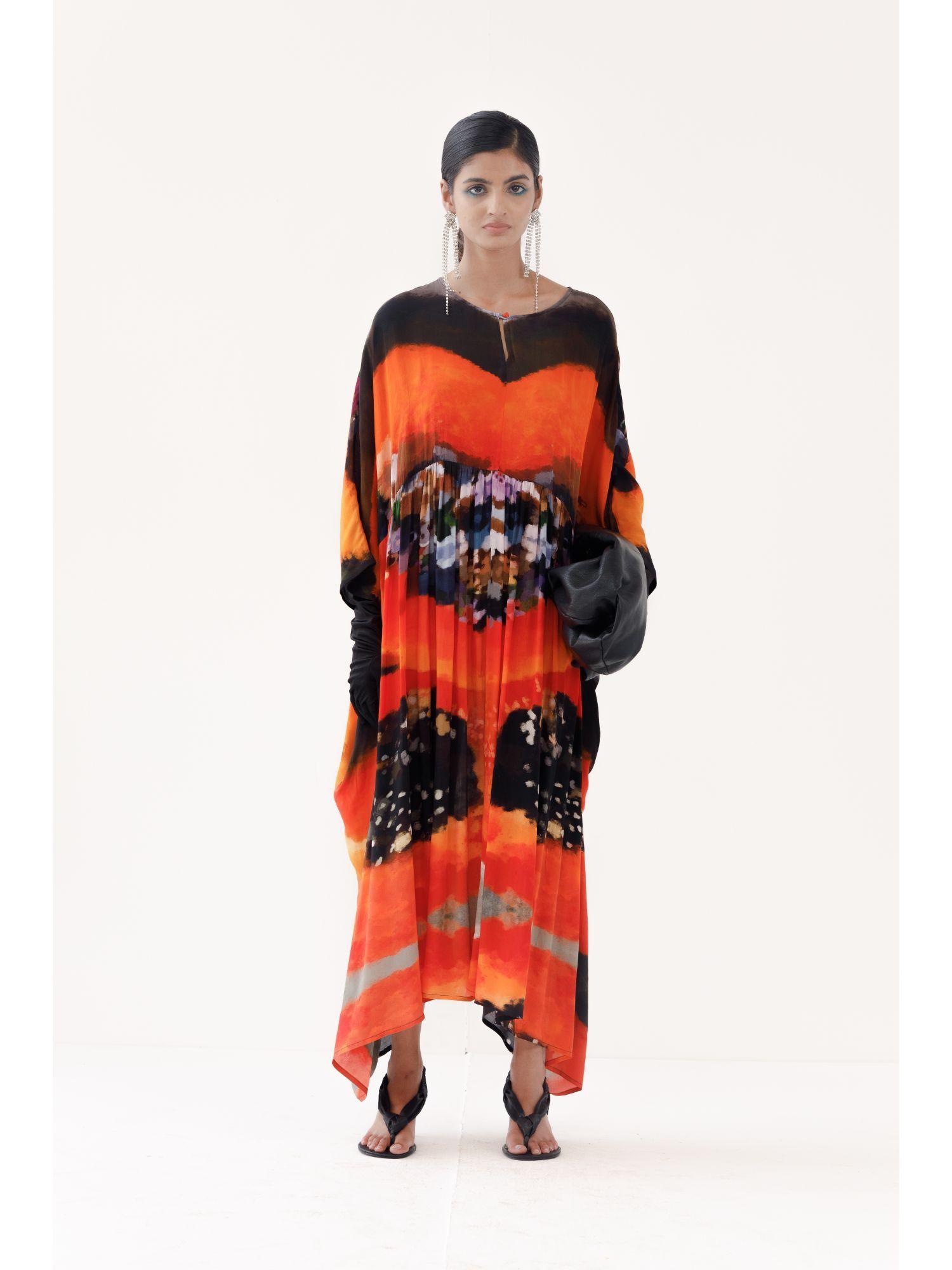 scarlet maxi kaftan dress - orange