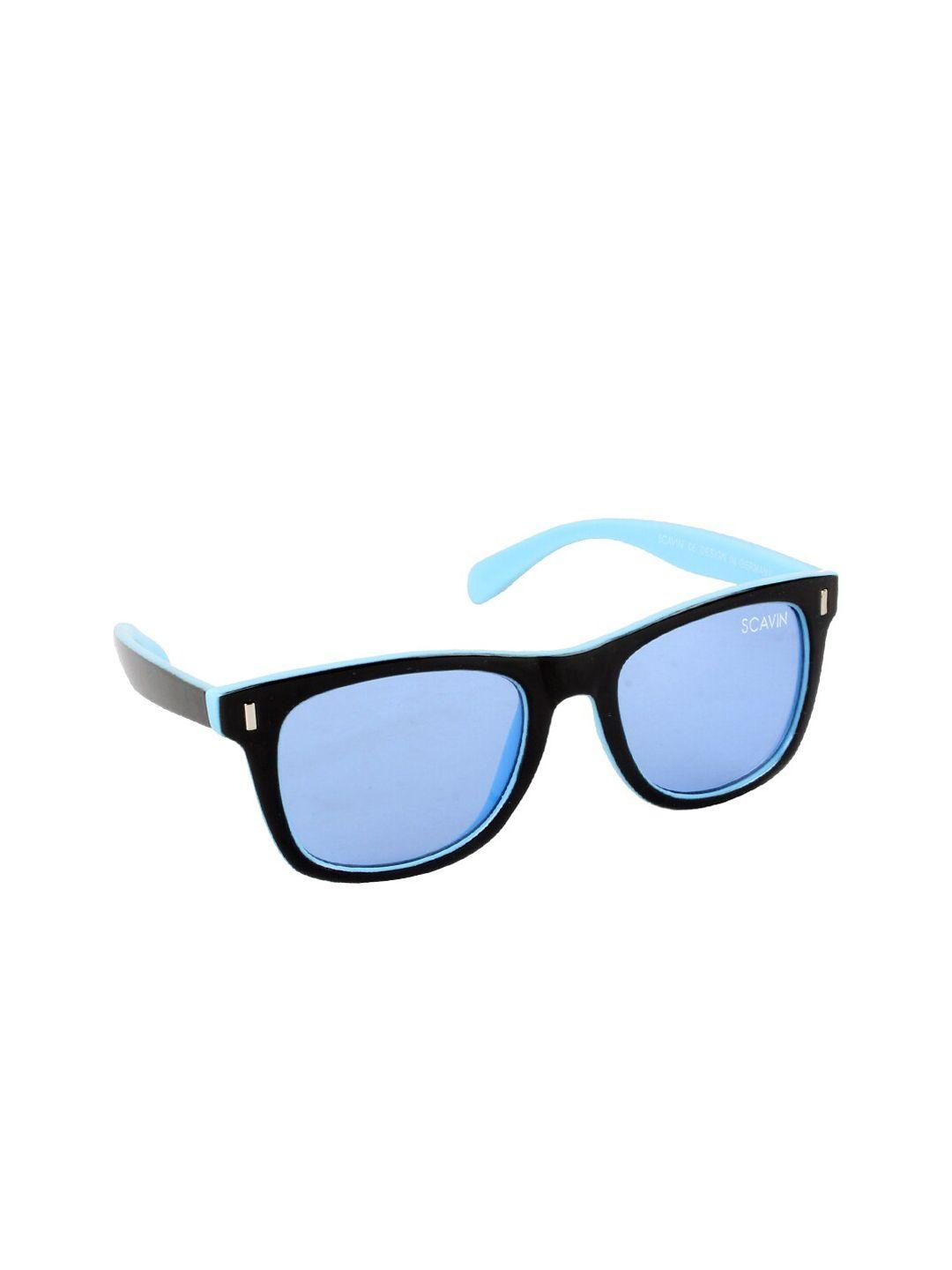 scavin unisex blue lens & black wayfarer sunglasses with uv protected lens sca s941 blkblu