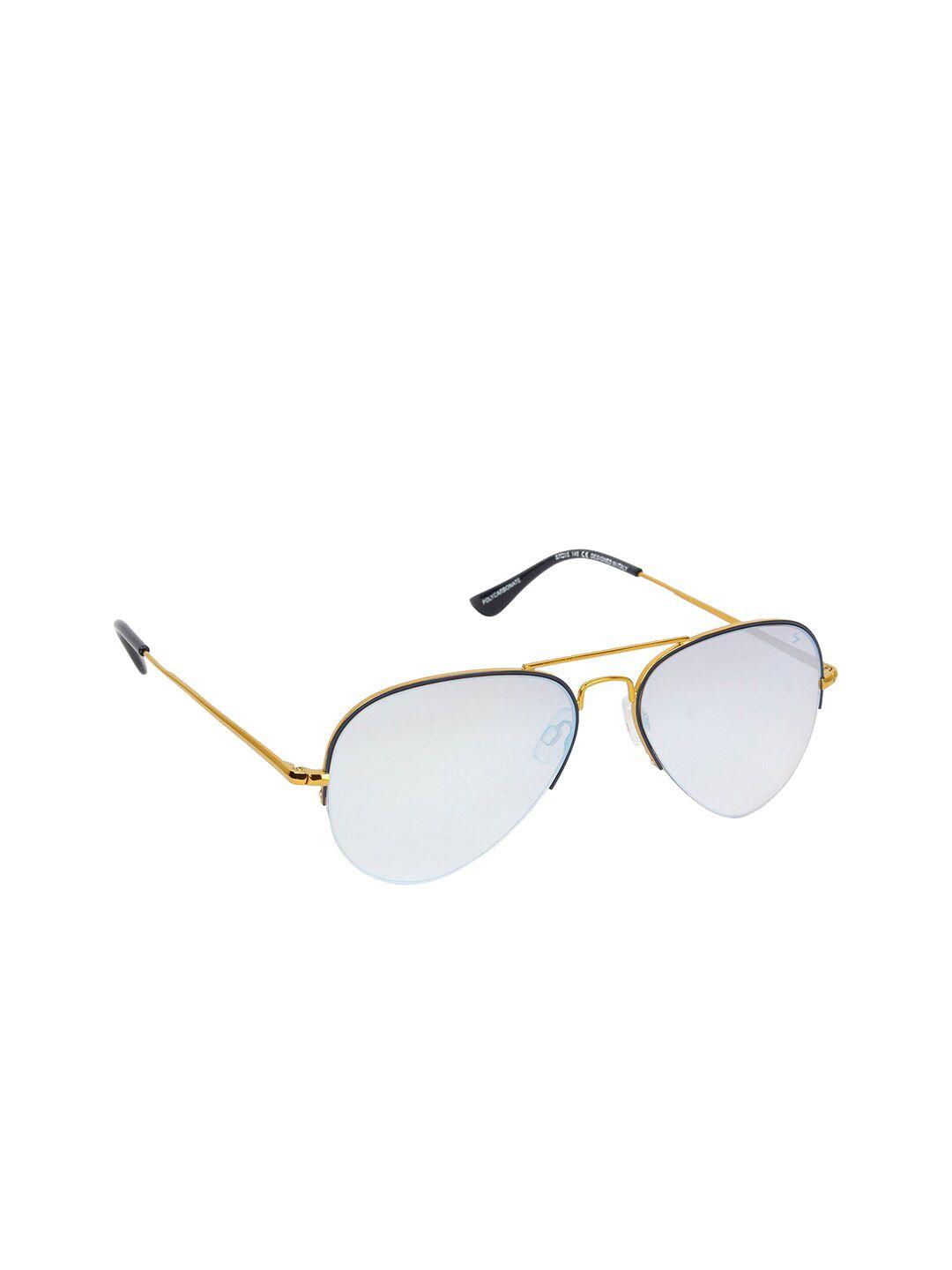 scavin unisex blue lens & gold-toned aviator sunglasses with uv protected lens