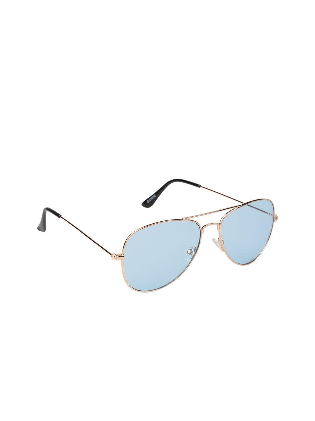 scavin unisex blue lens & gold-toned aviator sunglasses with uv protected lens