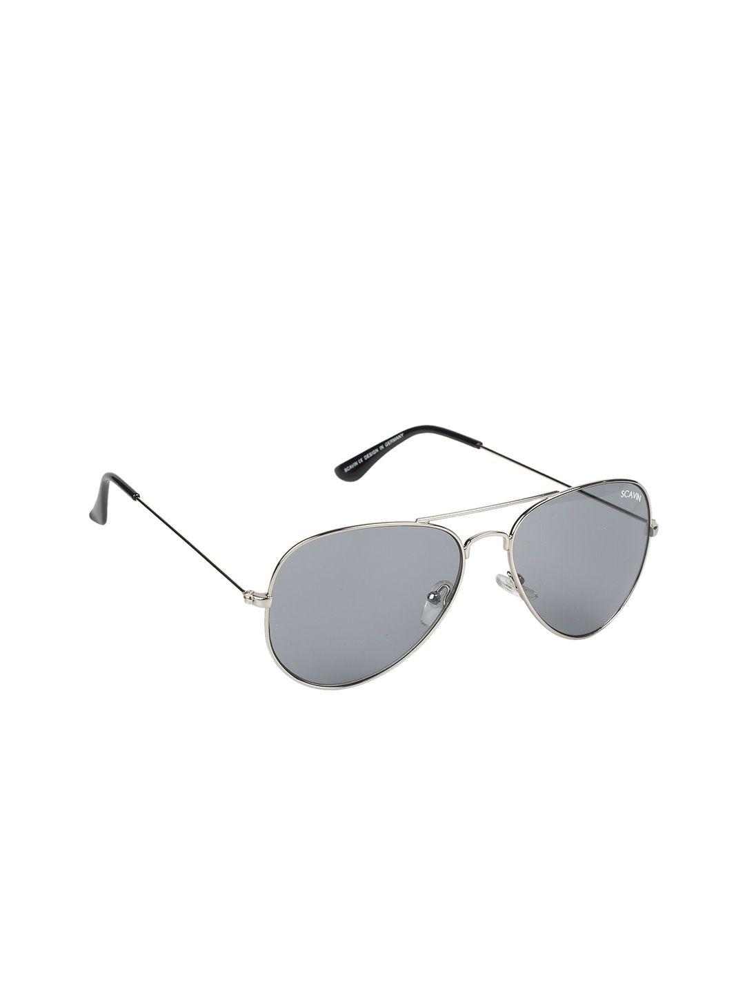 scavin unisex grey lens & silver-toned aviator sunglasses with uv protected lens