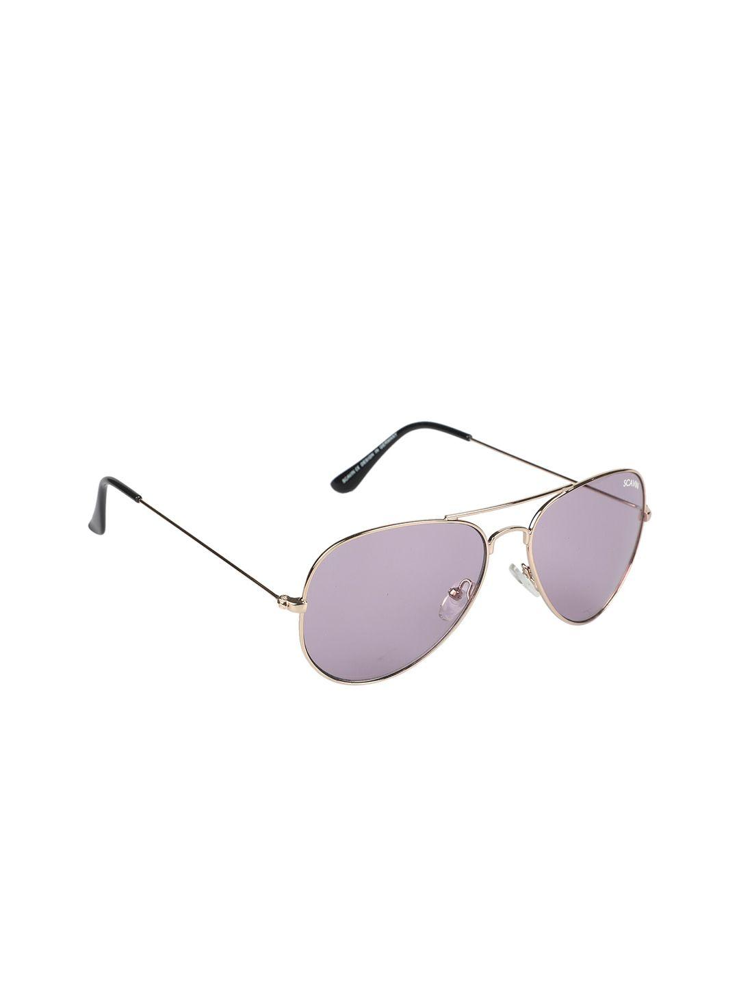 scavin unisex purple lens & gold-toned aviator sunglasses with uv protected lens