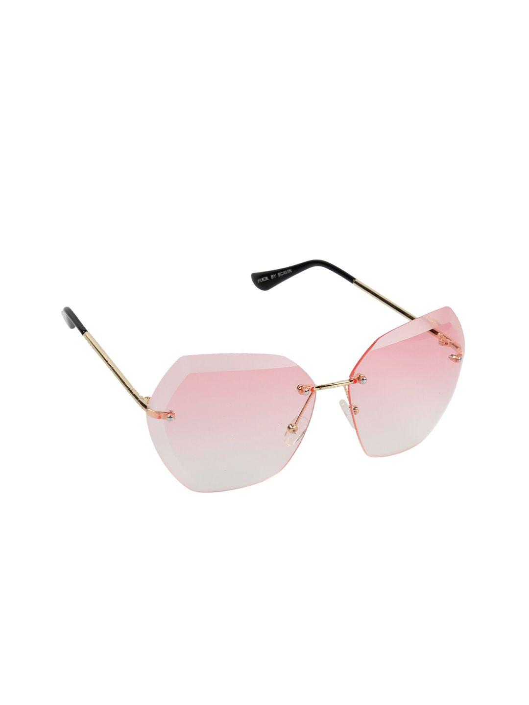 scavin women pink lens & gold-toned butterfly sunglasses with uv protected lens