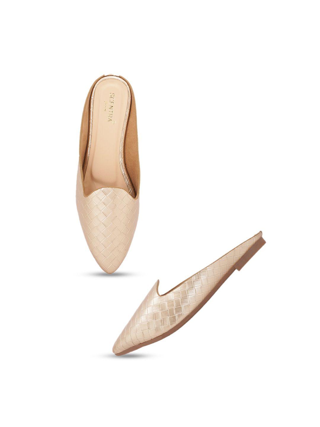 scentra women gold-toned flat mules