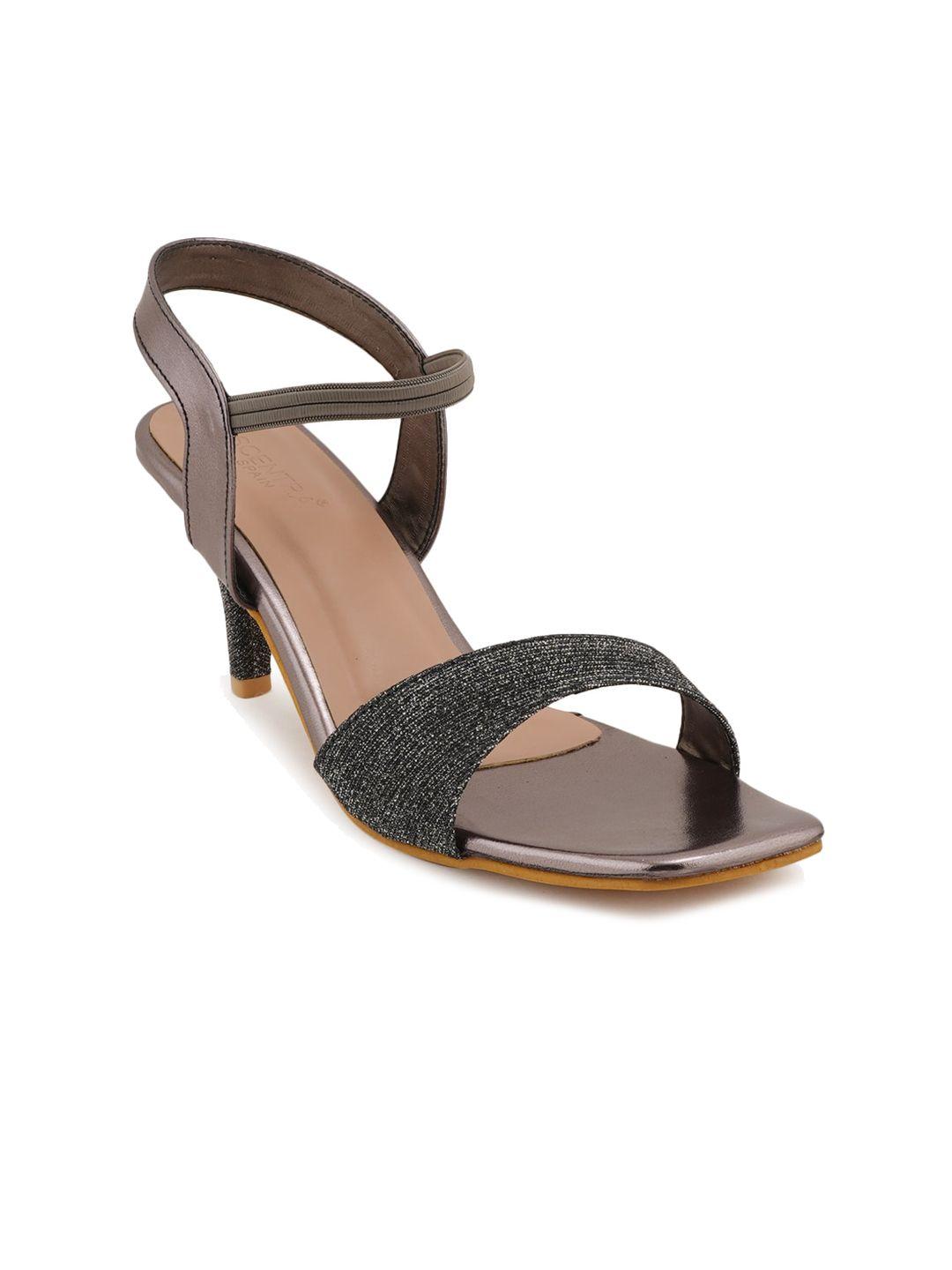 scentra grey textured stiletto sandals heels