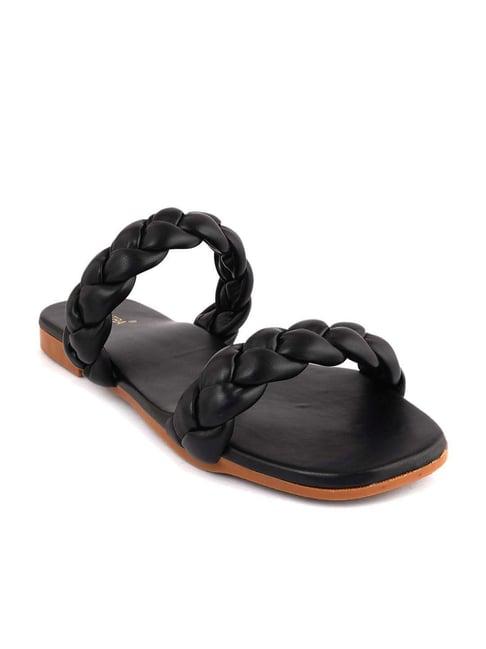 scentra women's pitch black casual sandals