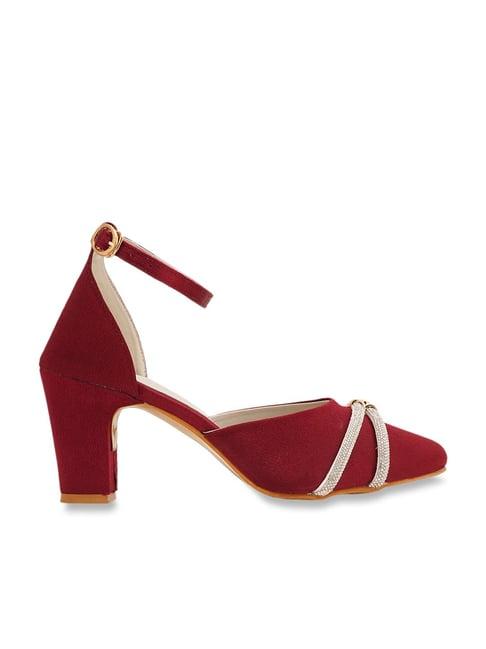 scentra women's spain maroon ankle strap sandals