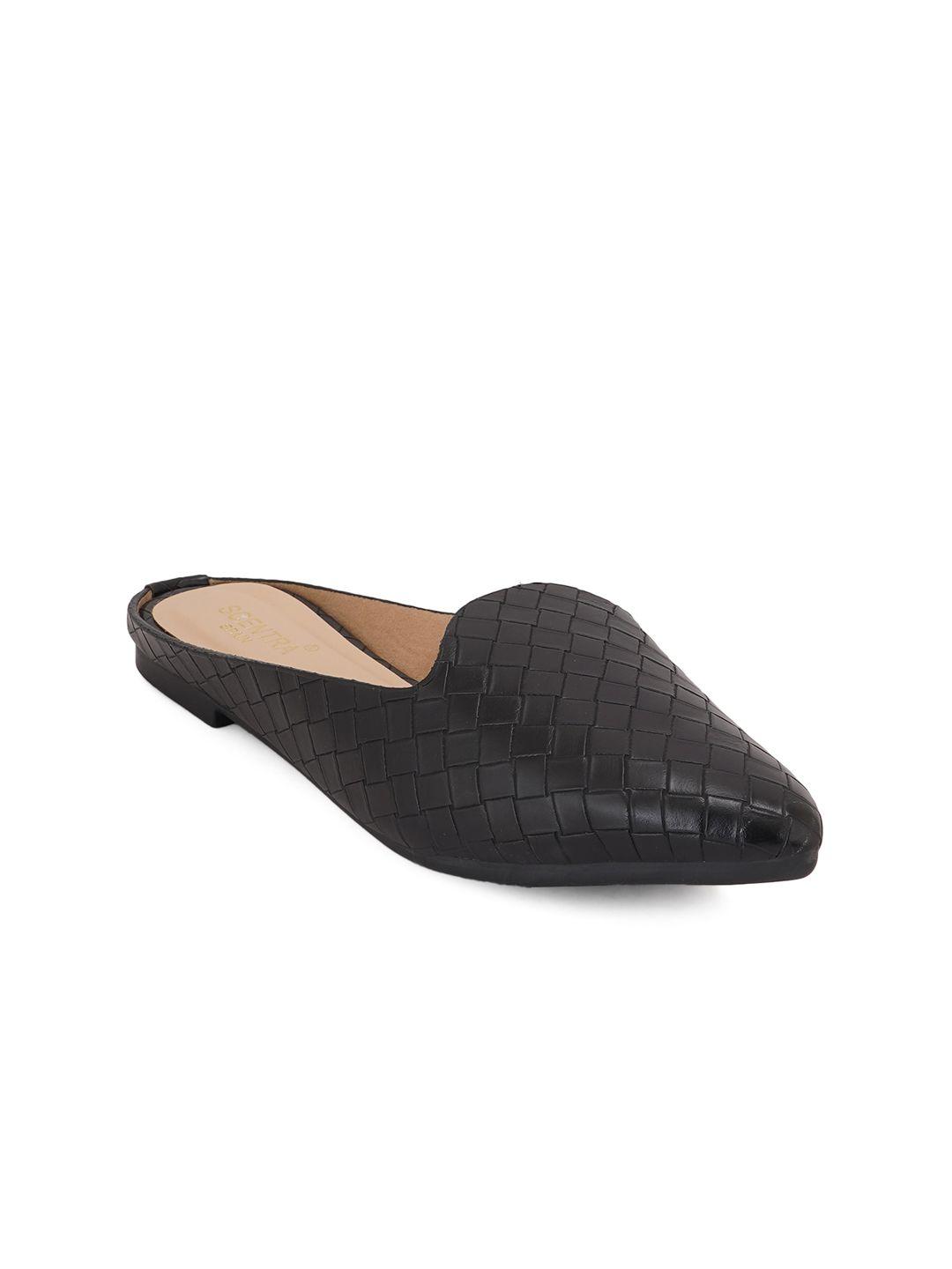 scentra women black flat mules