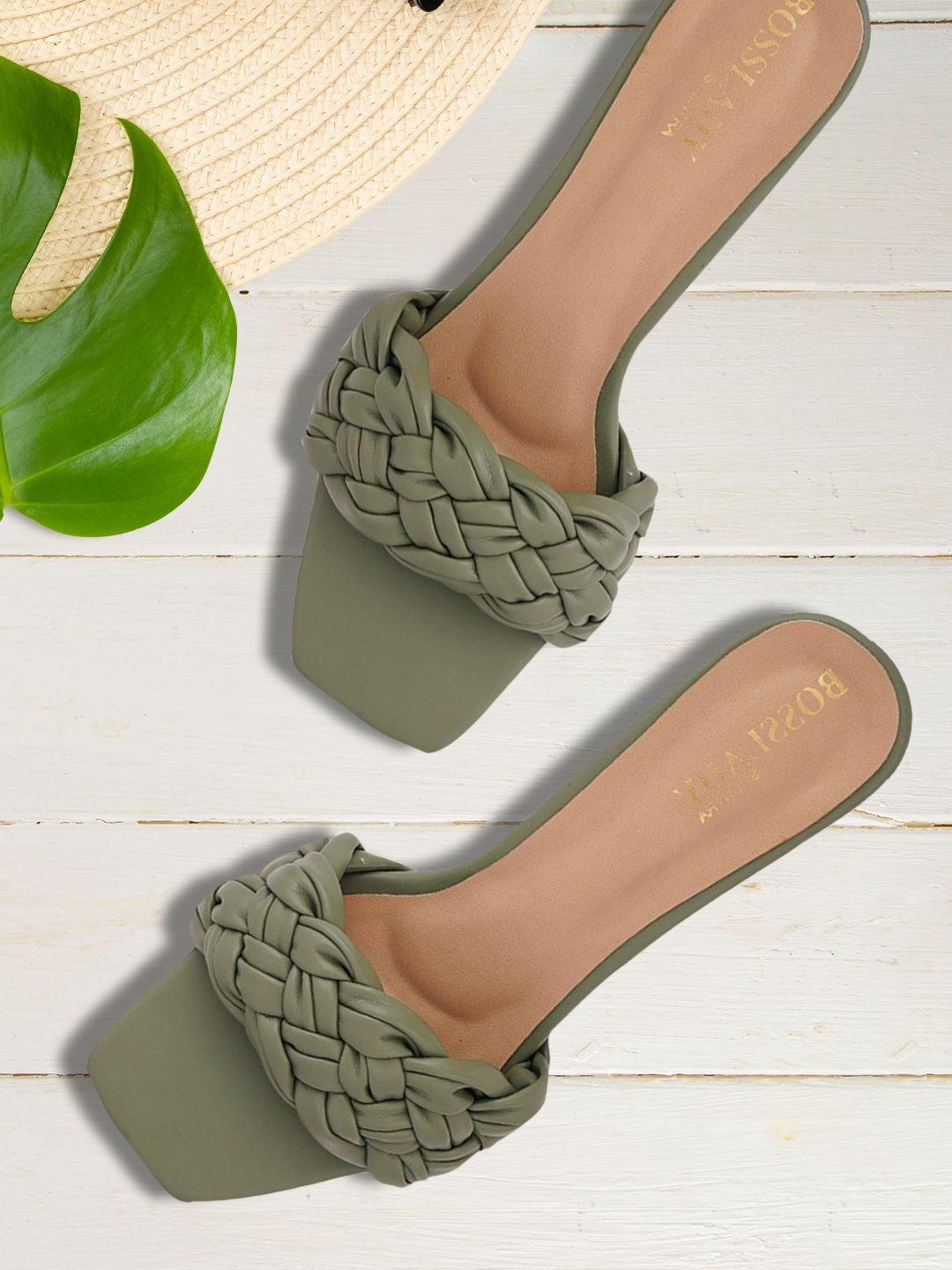 scentra women green block sandals