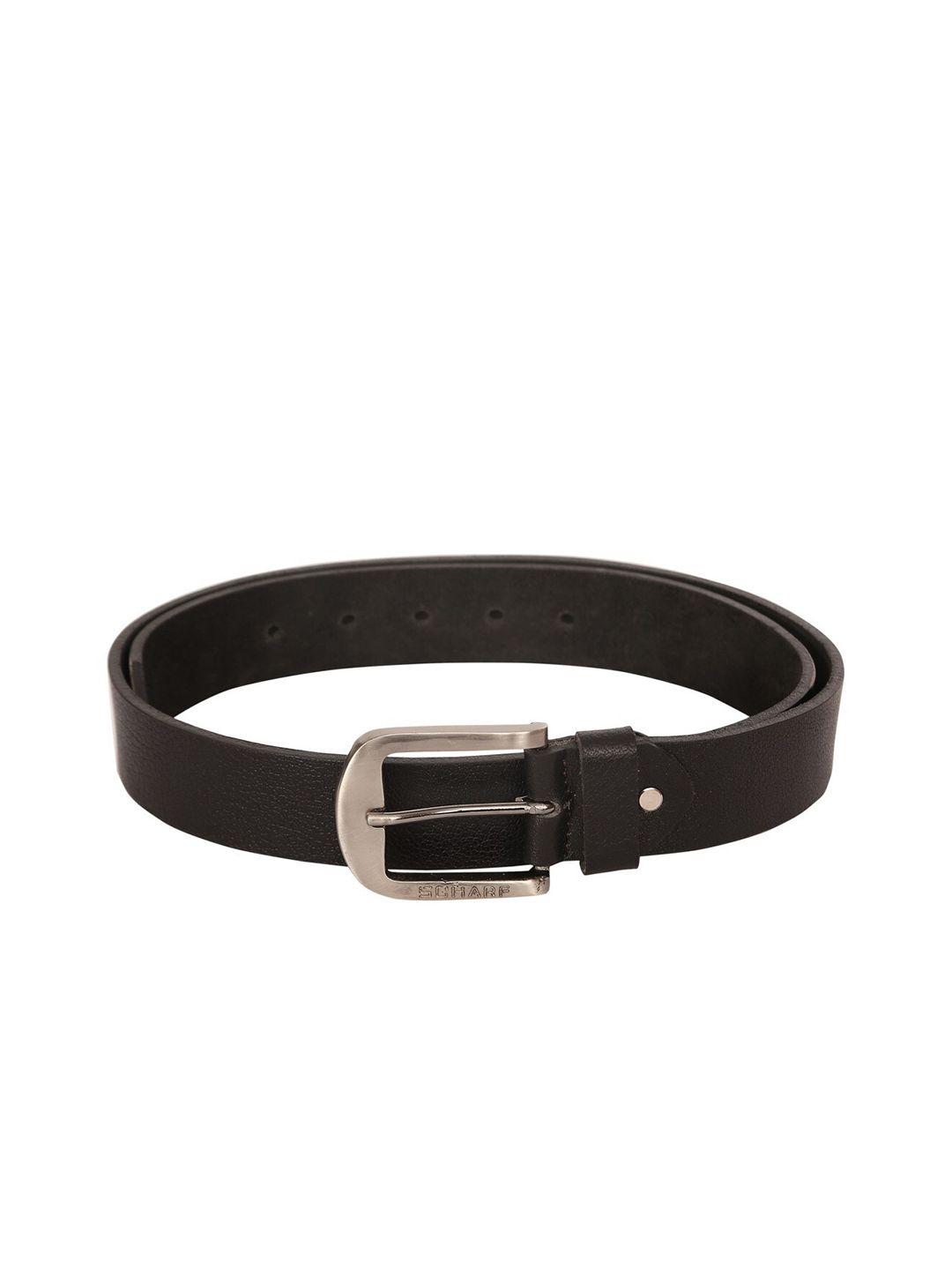 scharf men black leather solid belt