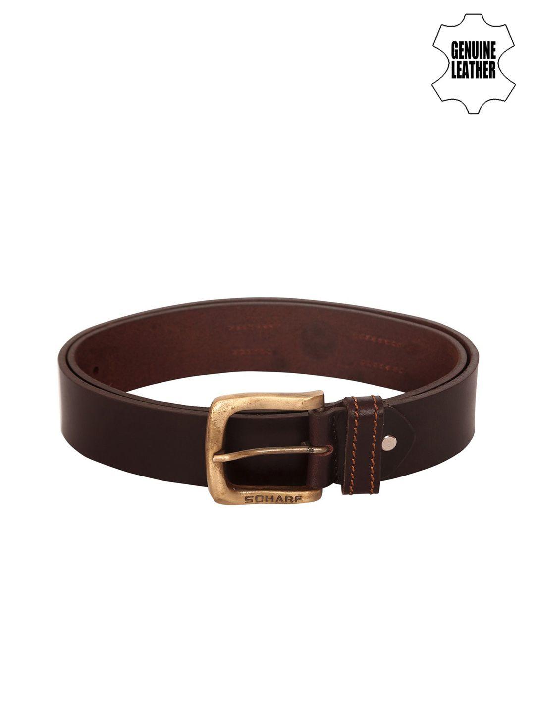 scharf men brown genuine leather solid belt
