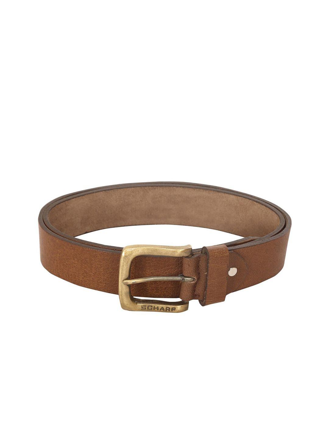 scharf men brown leather solid belt