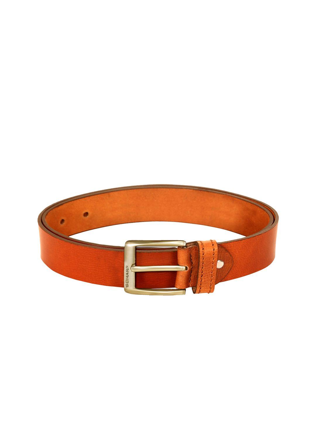 scharf men tan brown leather solid belt