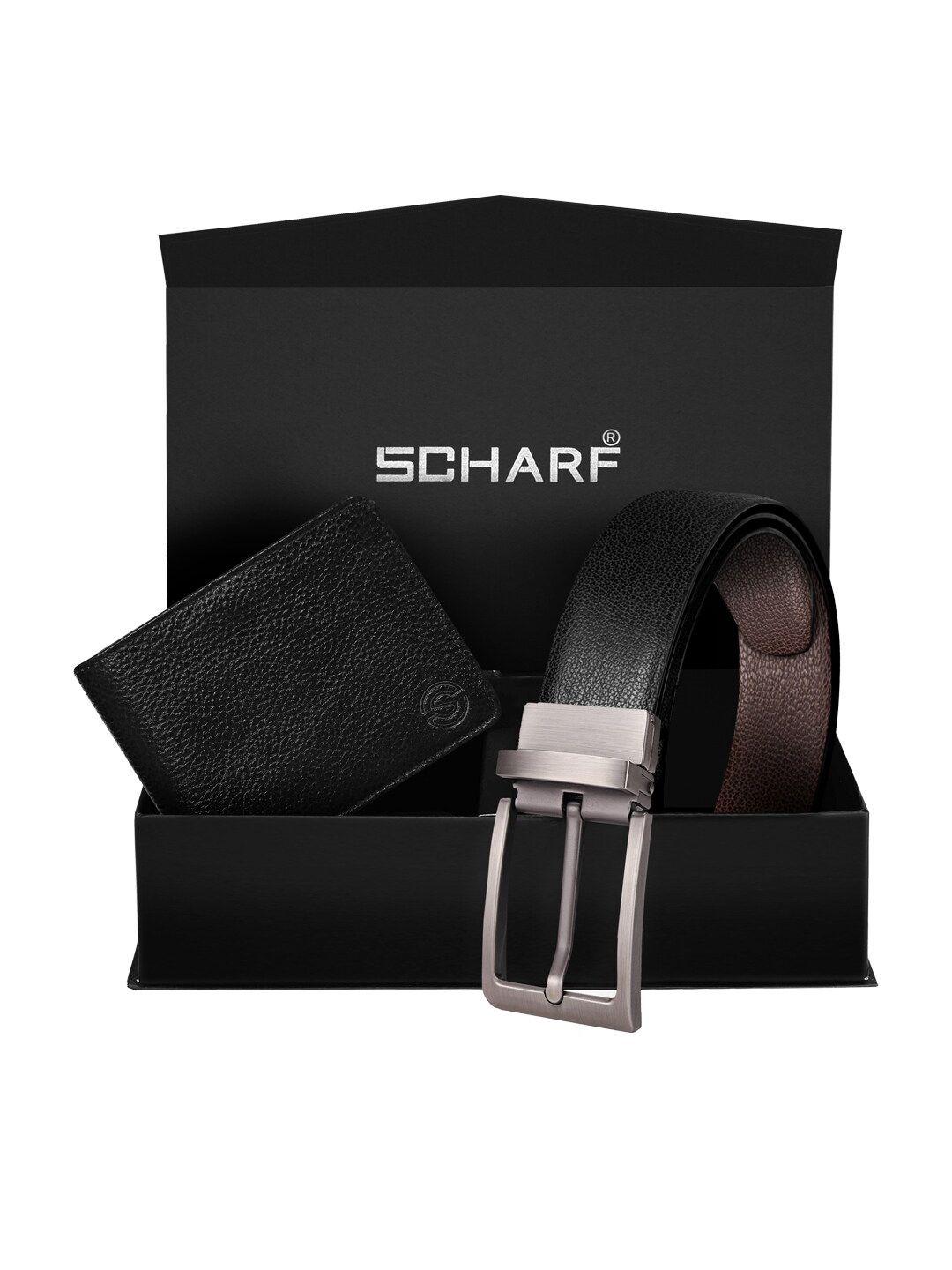 scharf men black & brown leather accessory gift set