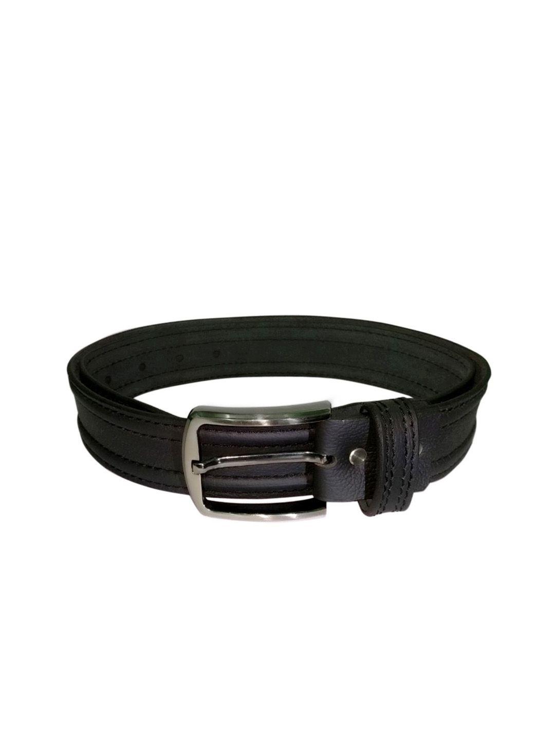 scharf men black leather solid belt
