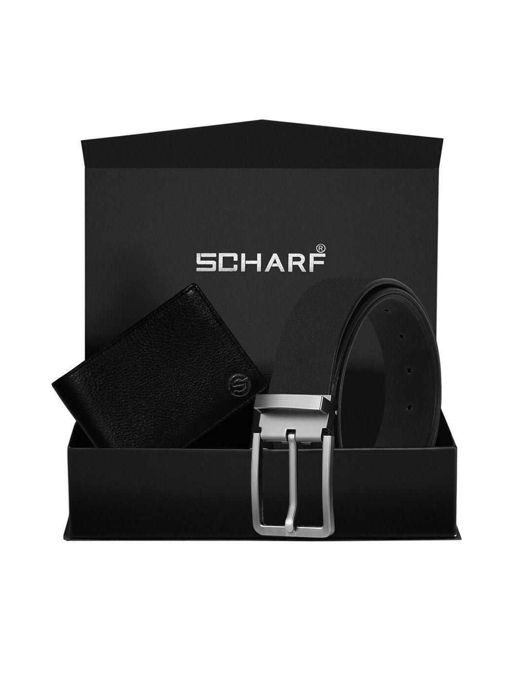 scharf men black solid accessory gift set