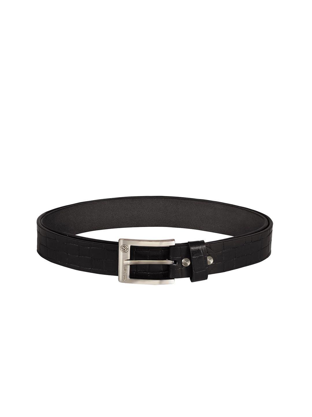 scharf men black solid leather belt