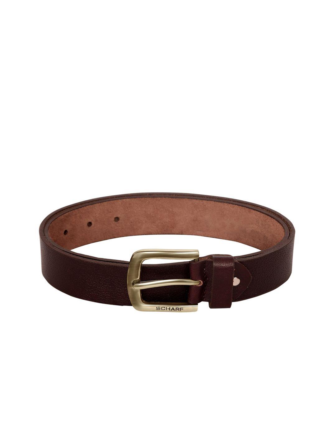 scharf men brown leather solid belt