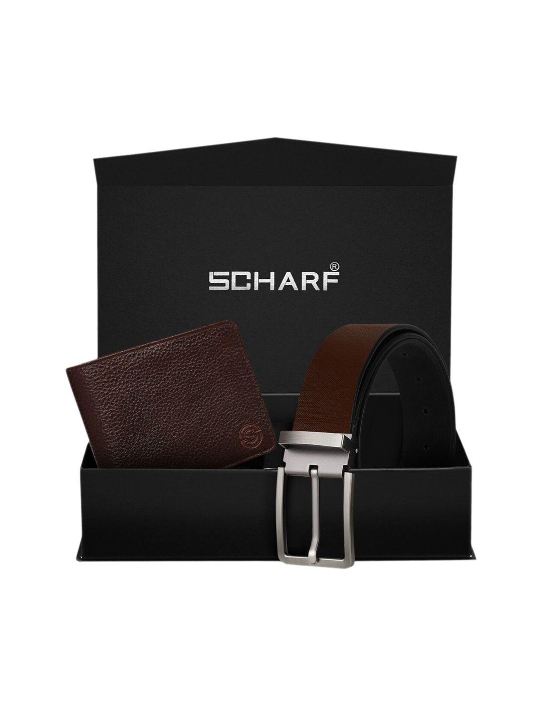 scharf men brown rfid protected genuine leather accessory gift set