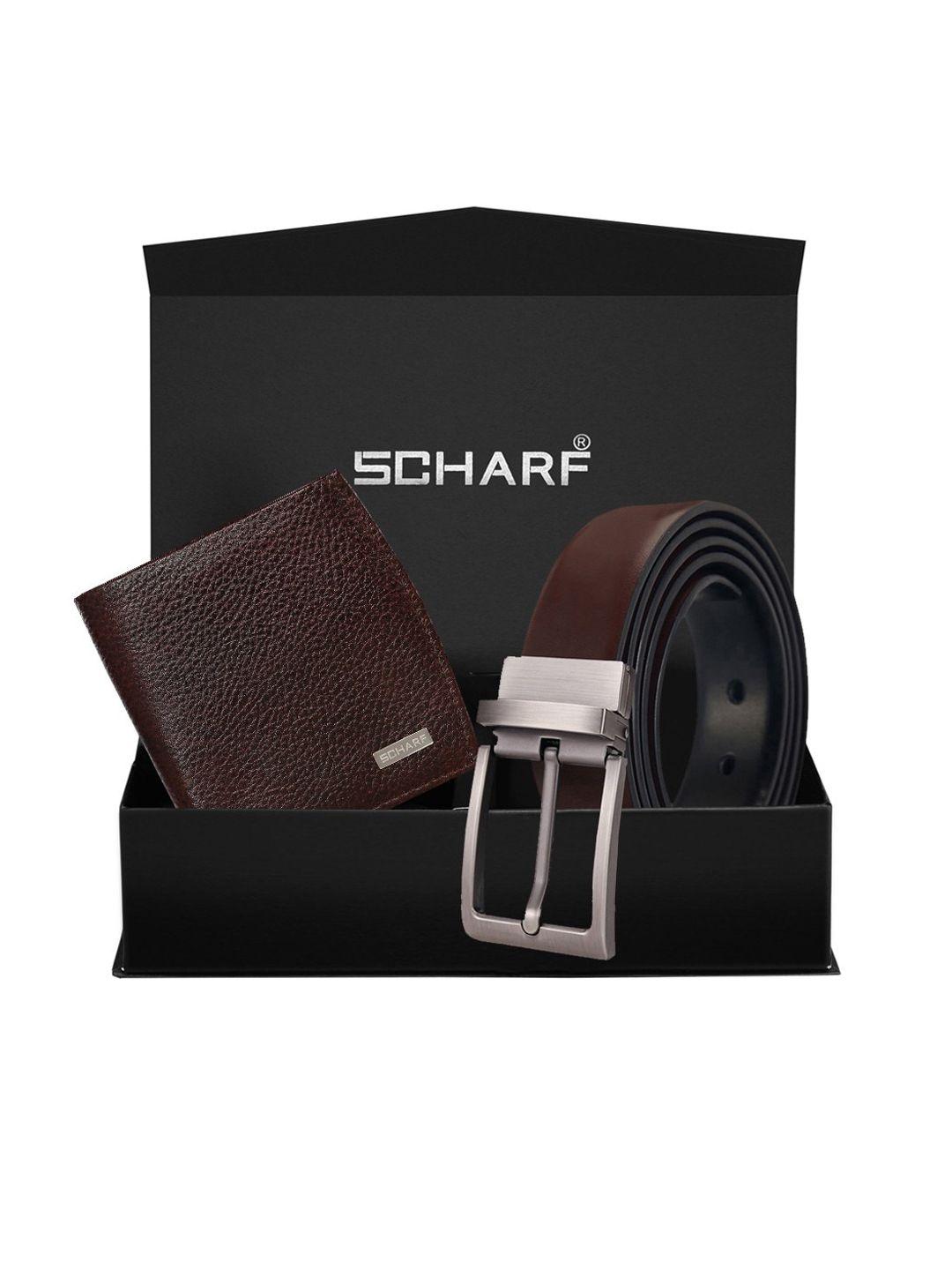 scharf men brown textured accessory gift set