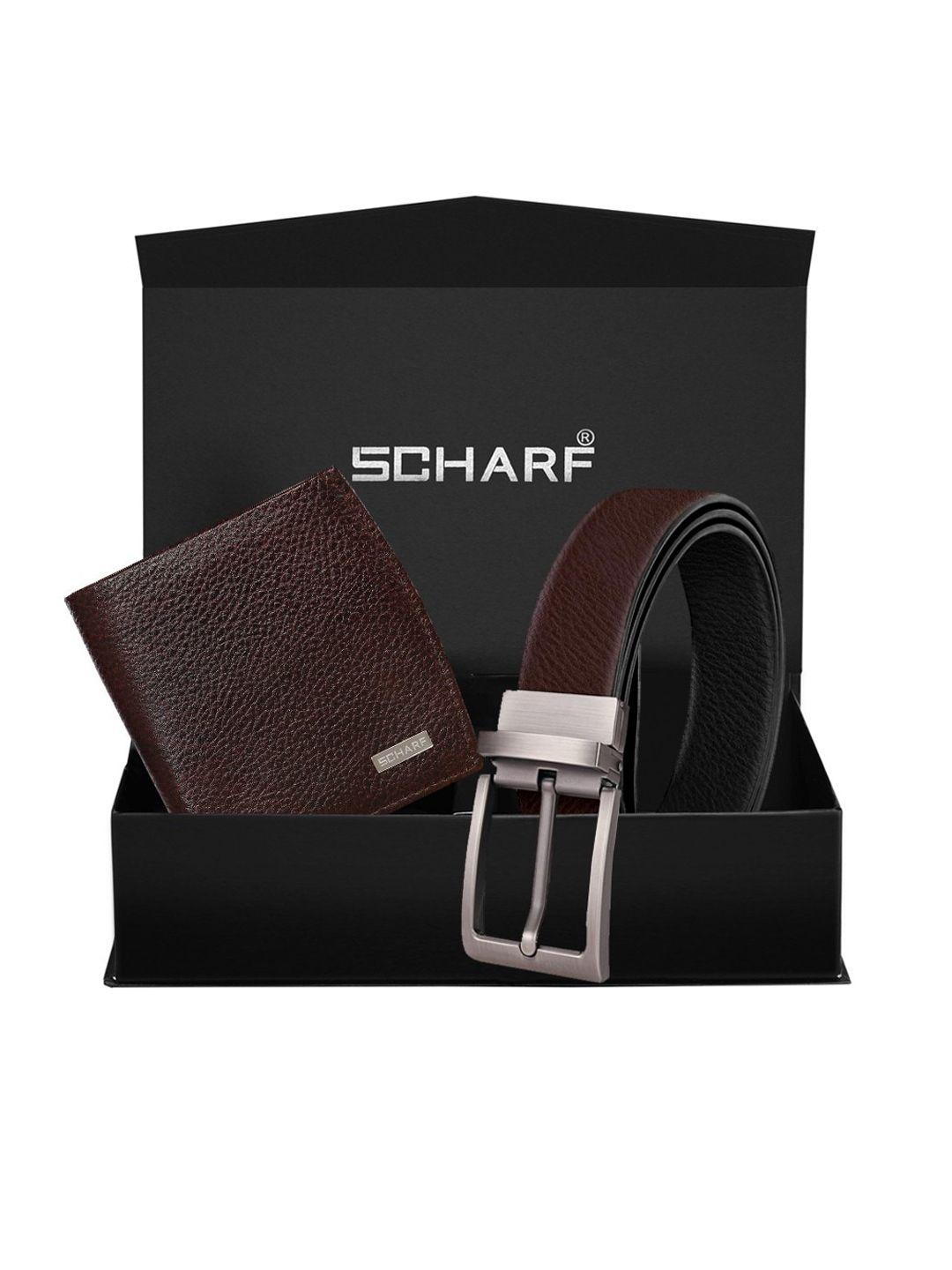 scharf men brown textured accessory gift set