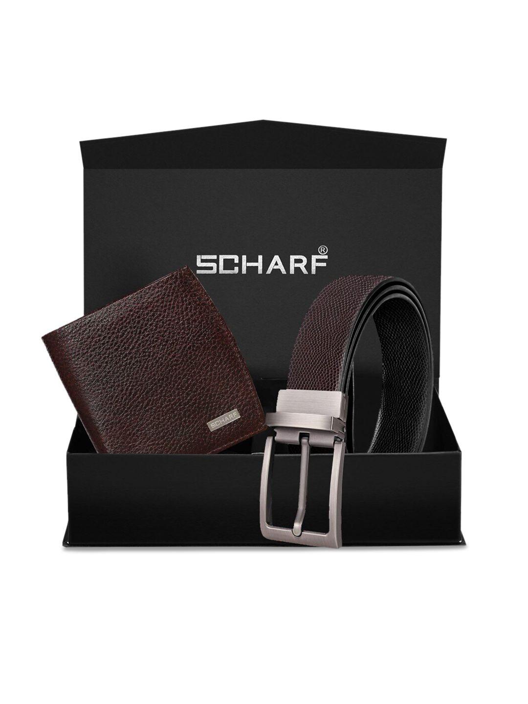 scharf men brown textured accessory gift set