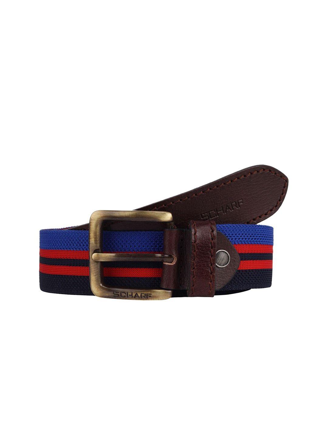 scharf men striped leather wide belt