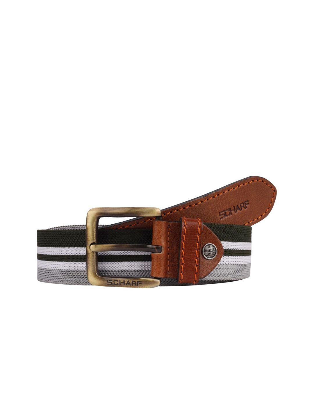 scharf men striped leather wide belt