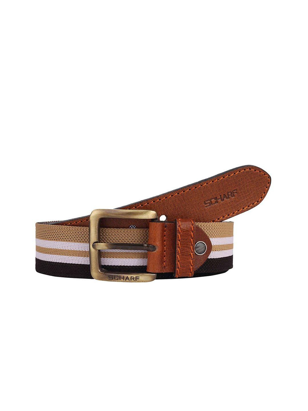 scharf men striped leather wide belt