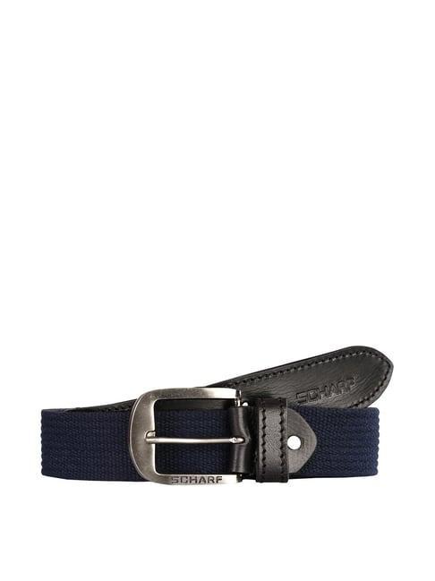 scharf navy & dark leather waist belt for men