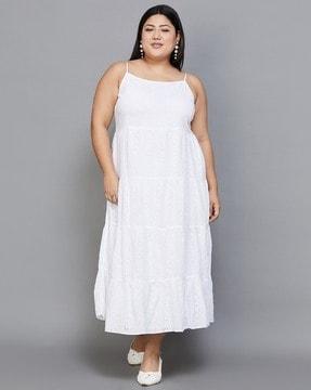 schiffili embroidered plus size tiered dress