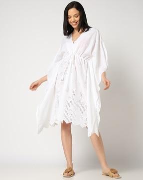 schiffili kaftan dress with dori belt