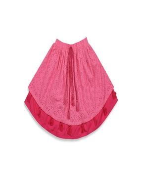 schiffli a-line skirt with tassels