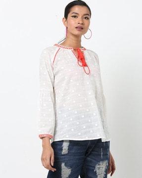 schiffli embroidered blouse top