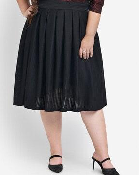 schiffli embroidered flared skirt