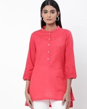 schiffli embroidered high-low kurti